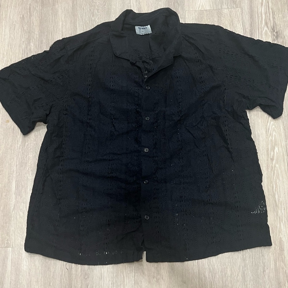 FINAL CALL Men’s lace look button up shirt XXL